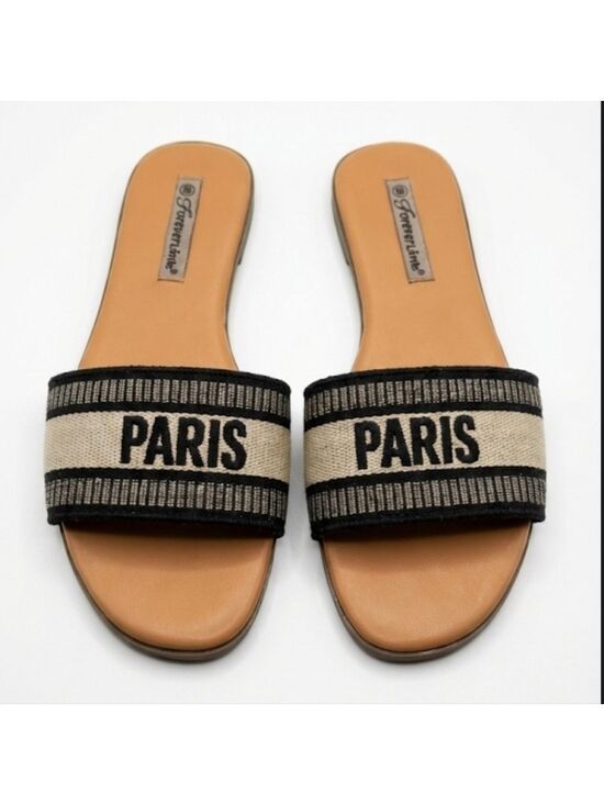 Ferrini Shoes - Ferrini Black and Cream Paris Sandals